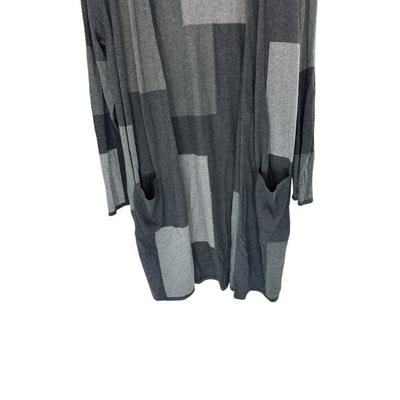 J. Jill Gray Casual Cotton Blend Open Long Duster Sweater Cardigan Size Large - Picture 4 of 10